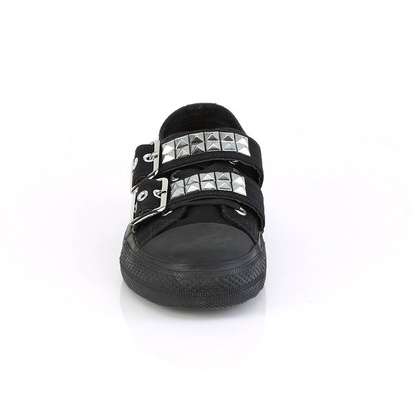 Demonia Women's Deviant-08 Sneakers - Black Canvas D0273-49US Clearance